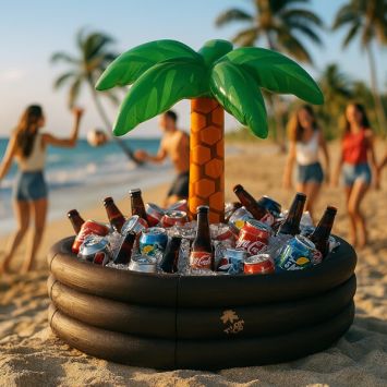 Glacière gonflable rafraîchisseuse de boissons en forme de palmier - 72,3 x 67,3 cm - Collection BBQ & Grill Party