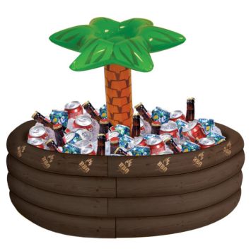 Glacière gonflable en forme de palmier remplie de boissons pour une fête estivale | jourdefete.com