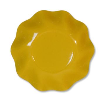Petites Assiettes Vagues Rondes en Carton Jaune Moutarde | jourdefete.com