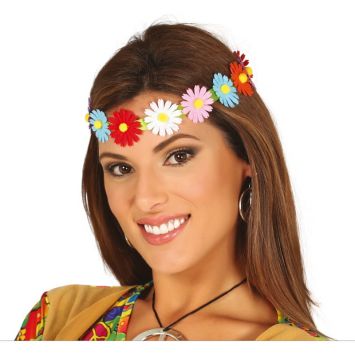 Couronne bohème de marguerites multicolores