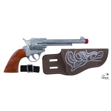 Pistolet avec cartouchière de cow-boy - 28 cm