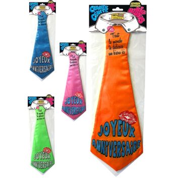 Cravate Géante Joyeux Anniversaire - Coloris au Choix