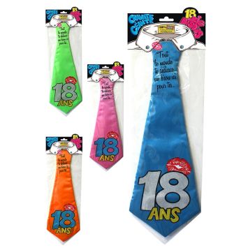 Cravate géante à embrasser "18 ans" - Différents coloris