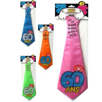 Cravate géante à embrasser "60 ans" - Différents coloris