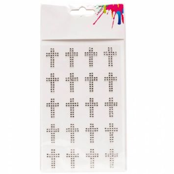 20 Croix à Strass à Coller - Argent | jourdefete.com