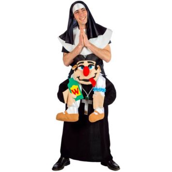 Déguisement Humoristique - Bonne Soeur portée par un Curé - Taille Unique