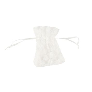 4 pochons blancs en voile brodé - 10 x 8 cm - Collection Daisy