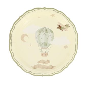 6 assiettes "1er Anniversaire" en carton - Diamètre 23 cm - Collection Dans les Nuages