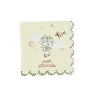 10 serviettes "1er Anniversaire" en papier - 33 x 33 cm - Collection Dans les Nuages