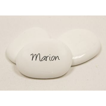 12 Galets Marque-Places en Verre - Blanc