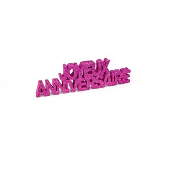 Décoration de Table "Joyeux Anniversaire" - Paillettes Fuchsia
