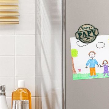 Magnet en bois - Super Papy que j'aime à la folie - Collection Mon Papy