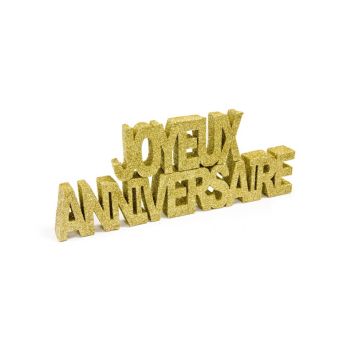 2 décos de table joyeux anniversaire en paillettes or | jourdefete.com