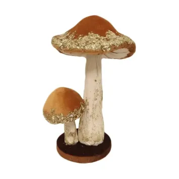 Une jolie décoration d'automne composée de 2 champignons avec paillettes dorées | jourdefete.com