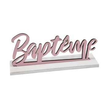 Décoration à poser en bois pour baptême - Mot "Baptême" - Couleur au choix