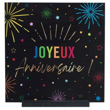 Décoration à poser "Joyeux Anniversaire" en bois - 20 x 4 x 20 cm - Collection Festicolor - Couleur au choix