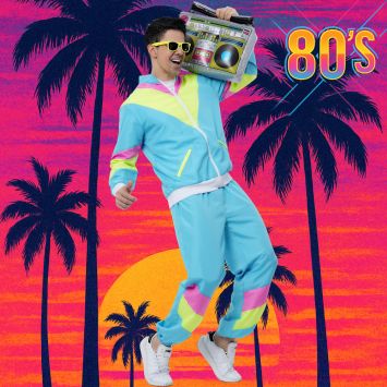 Déguisement de Joggeur Bleu des Années 80 pour homme - Taille au choix