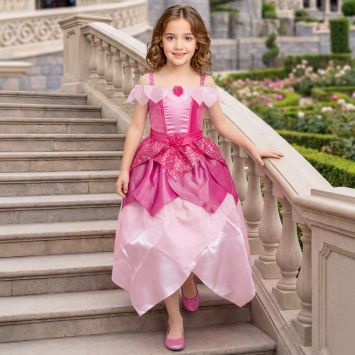 Déguisement de Princesse Rose à Volants pour fille - Taille au choix