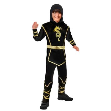 Déguisement de Ninja Noir & Or pour garçon - Taille au choix
