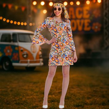 Déguisement d'Hippie Psychédélique pour femme - Taille au choix