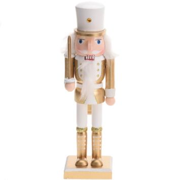 Casse-Noisette à poser - Moyen Modèle - Soldat et son Sabre - Or et Blanc