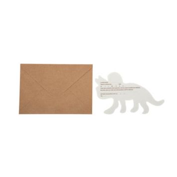 Set de 4 invitations avec enveloppes - Collection Dinosaure Kraft