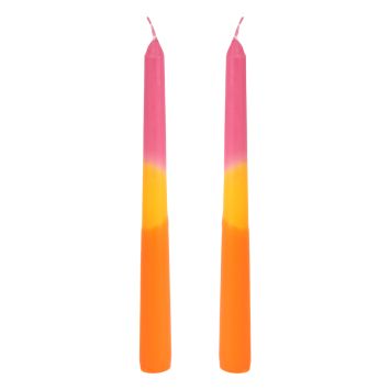 2 bougies flambeau tricolores - 2 x 25 cm
