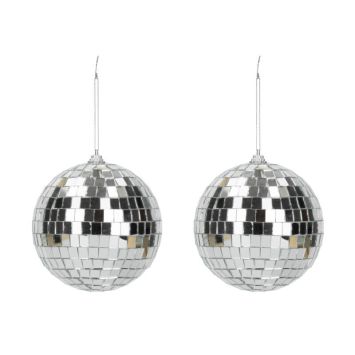Un splendide lot de 2 boules à facettes argentées pour la soirée disco | jourdefete.com