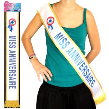 Écharpe de Miss "Miss Anniversaire" Bleue