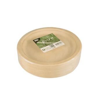 50 Assiettes en Canne à Sucre - Naturel - Pure - 23 cm
