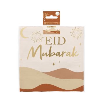 10 serviettes en papier avec dunes - 33 x 33 cm - Collection Eid Mubarak