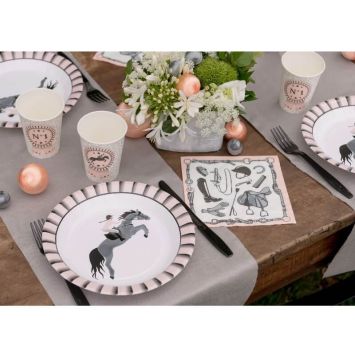10 Assiettes en carton Equitation
