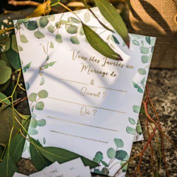 10 Invitations de Mariage avec leur Enveloppe et Coupon-Réponse - Collection Eucalyptus