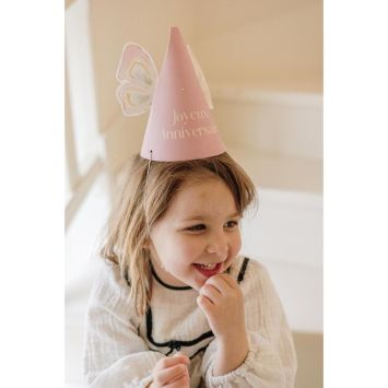 4 chapeaux de fête "Joyeux Anniversaire" en papier - 13 x 17,5 cm - Collection Fairy World