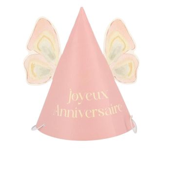 4 chapeaux de fête "Joyeux Anniversaire" en papier - 13 x 17,5 cm - Collection Fairy World