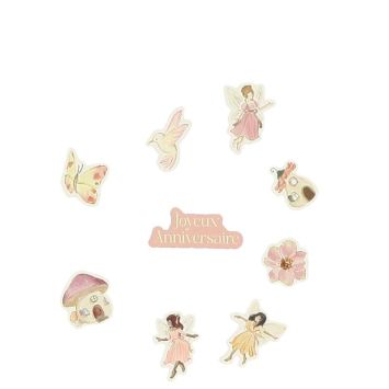 Confettis Fairy World rose pastel avec motifs fées et papillons pour anniversaire féerique | jourdefete.com