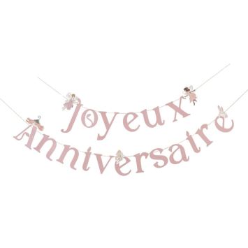 Guirlande de lettres "Joyeux Anniversaire" en papier - 2 m - Collection Fairy World