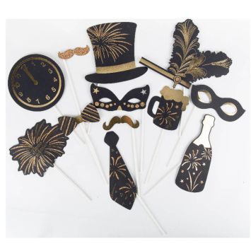 kit photobooth bonne annee noir or | jourdefete.com