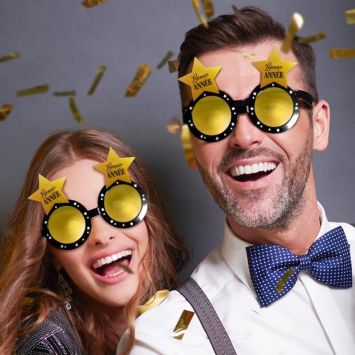 Lunettes en plastique Bonne Année pour Adulte - Noir & Or
