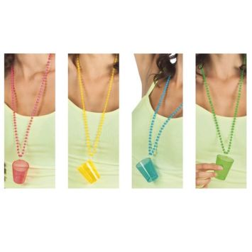 Collier avec Verre Shooter Fluo - Couleur au Choix