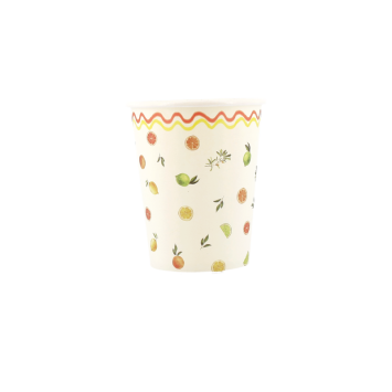 Gobelets en carton Fizz Agrume 255 ml avec motif d’agrumes | jourdefete.com