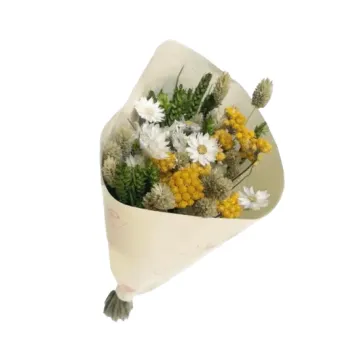 Bouquet de fleurs Lovely jaune et vert - 13 x 50 cm