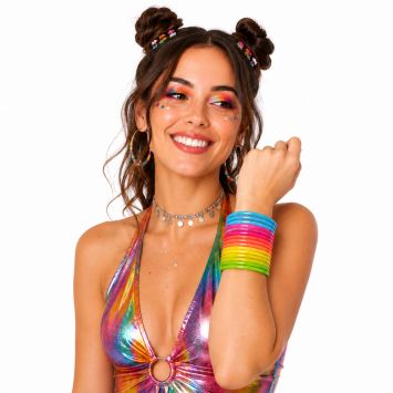 15 bracelets joncs fluos