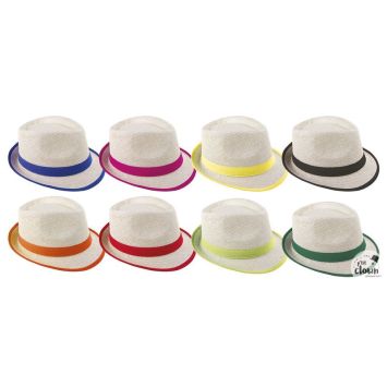 Chapeau Borsalino fluo avec ruban - Modèle Aléatoire