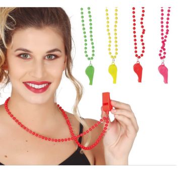 Un lot de 4 colliers fluos avec sifflet pour votre soirée | jourdefete.com