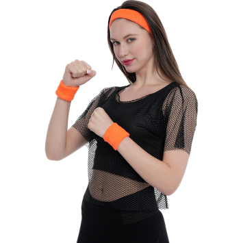 Bandeau avec 2 poignets fluo - Couleur au choix