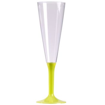 10 Flûtes à Champagne Plastique Pied Vert Anis