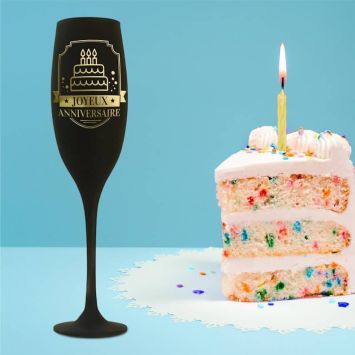 Flûte Noire effet or - Joyeux Anniversaire