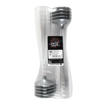 10 Flûtes à Champagne en Plastique - Gris