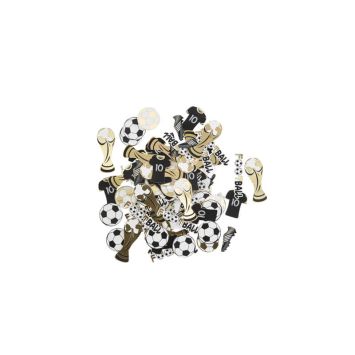 Assortiment de 100 Confettis - Football - Noir, Blanc et Or